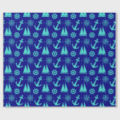 Turquoise Blue Nautical Coastal Boating Cadeaupapier (Vlak)