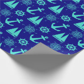 Turquoise Blue Nautical Coastal Boating Cadeaupapier (Hoek)