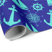 Turquoise Blue Nautical Coastal Boating Cadeaupapier (Rol Hoek)