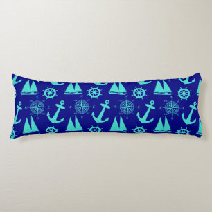 Turquoise Blue Nautical Coastal Boating Lichaamskussen