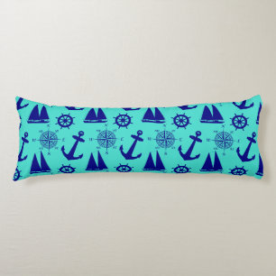 Turquoise Blue Nautical Coastal Boating Lichaamskussen