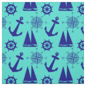 Turquoise Blue Nautical Coastal Boating Stof (Swatch)