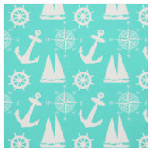 Turquoise Blue Nautical Pattern Stof (Swatch)