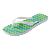 Turquoise Blue Neon Green Emerald Chevrons Teenslippers (Schuin)