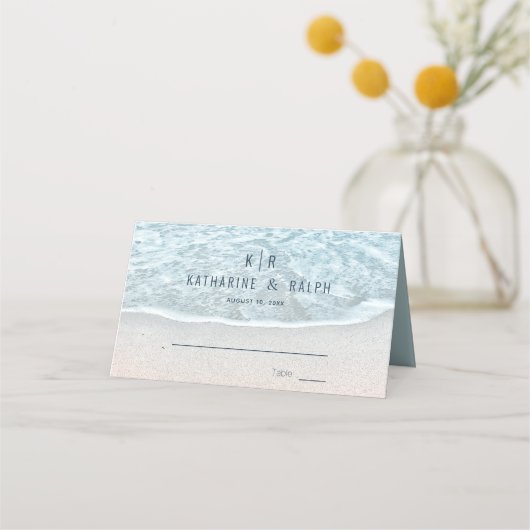 Turquoise Blue Ocean Beach bruiloft Plaatskaartje (Voorkant)