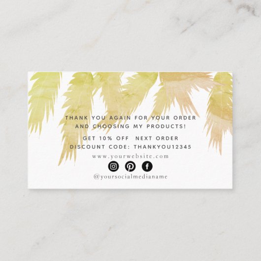 Turquoise Blue Ocean Beach Dank u Visitekaartje (Achterkant)