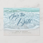 Turquoise Blue Ocean Beach Save the Date Aankondigingskaart (Voorkant)