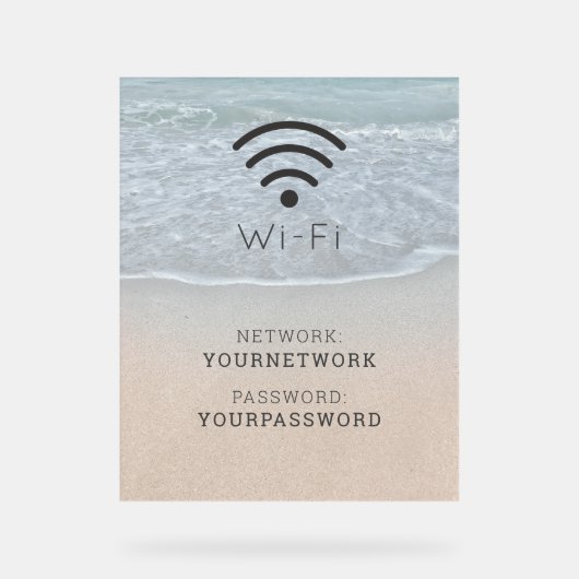 Turquoise Blue Ocean Beach Wi-Fi Acryl Bord (Voorkant)