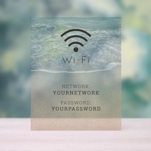 Turquoise Blue Ocean Beach Wi-Fi Acryl Bord (Neutraal)