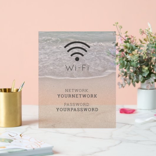 Turquoise Blue Ocean Beach Wi-Fi Acryl Bord (Huwelijk)