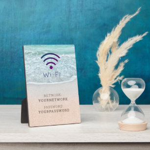 Turquoise Blue Ocean Beach Wi-Fi Sign Plaque Fotoplaat