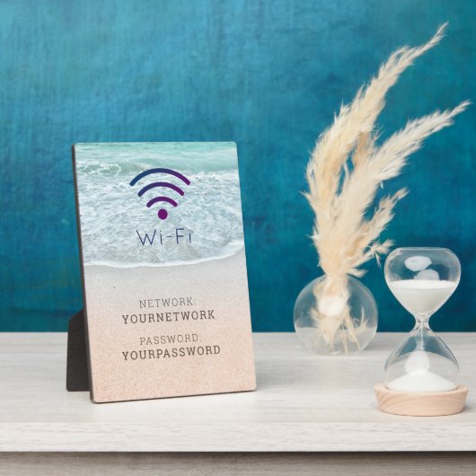 Turquoise Blue Ocean Beach Wi-Fi Sign Plaque Fotoplaat (Zijkant)