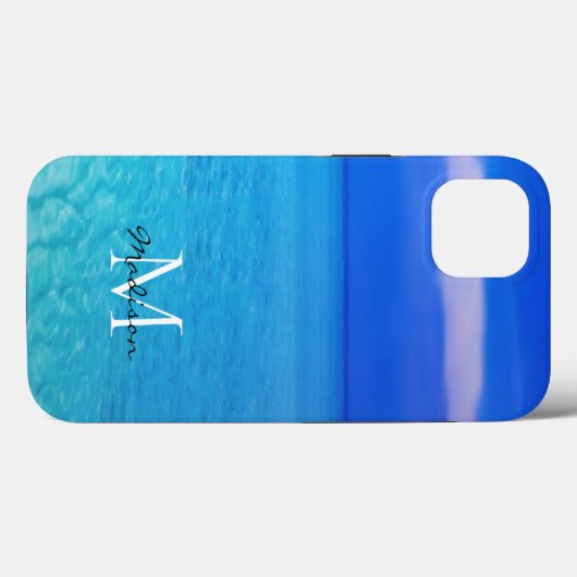 Turquoise Blue Ocean Custom Name Monogram Case-Mate iPhone Case (Achterkant (horizontaal))