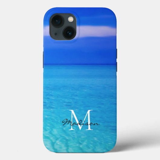 Turquoise Blue Ocean Custom Name Monogram Case-Mate iPhone Case (Achterkant)