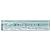 Turquoise Blue Ocean Desk Name Bord Naambordje (Voorkant)