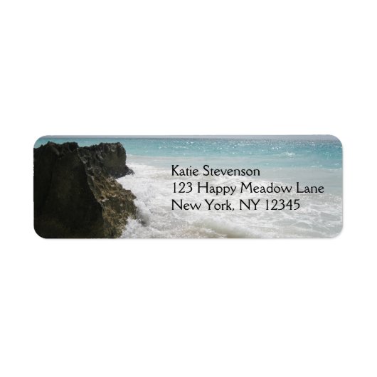Turquoise Blue Ocean met Foamy Waves Seascape Etiket (Voorkant)
