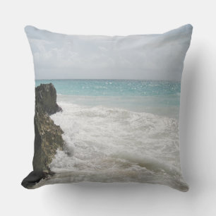 Turquoise Blue Ocean met Foamy Waves Seascape Kussen