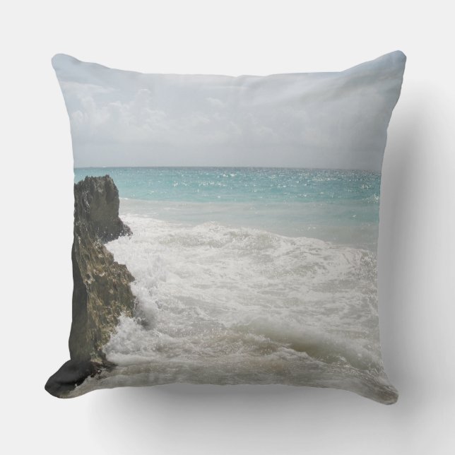 Turquoise Blue Ocean met Foamy Waves Seascape Kussen (Voorkant)