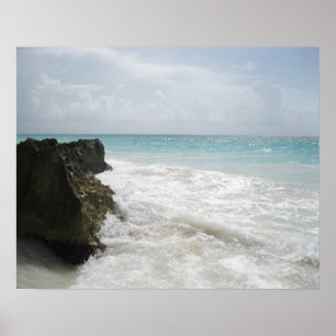 Turquoise Blue Ocean met Foamy Waves Seascape Poster