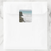 Turquoise Blue Ocean met Foamy Waves Seascape Vierkante Sticker (Tas)