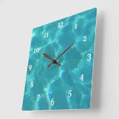Turquoise Blue Ocean Nautical Vierkante Klok (Hoek)