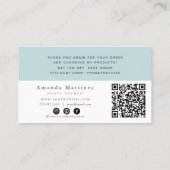 Turquoise Blue Ocean Sandy Beach Thank You QR Visitekaartje (Achterkant)