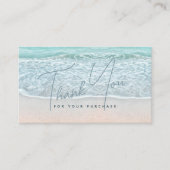 Turquoise Blue Ocean Sandy Beach Thank You QR Visitekaartje (Voorkant)