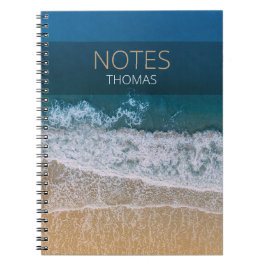 Turquoise Blue Ocean Sandy Beach Typografie Notitieboek