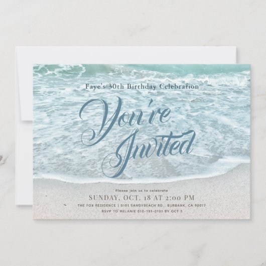 Turquoise Blue Ocean Sandy Beach Verjaardag Kaart (Voorkant)