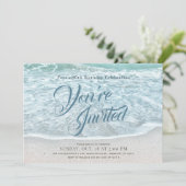 Turquoise Blue Ocean Sandy Beach Verjaardag Kaart (Staand voorkant)