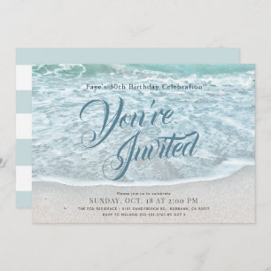 Turquoise Blue Ocean Sandy Beach Verjaardag Kaart