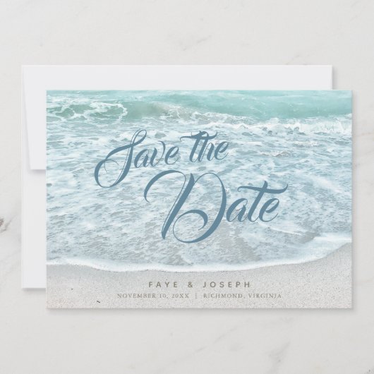 Turquoise Blue Ocean Save the Date Kaart (Voorkant)