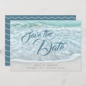 Turquoise Blue Ocean Save the Date Kaart (Voorkant / Achterkant)