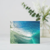 Turquoise Blue Ocean Wave Tunnel Briefkaart (Staand voorkant)