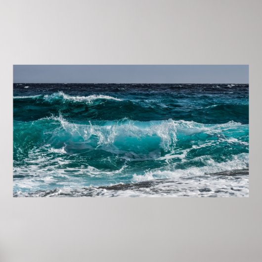 Turquoise Blue Ocean Waves Poster (Voorkant)