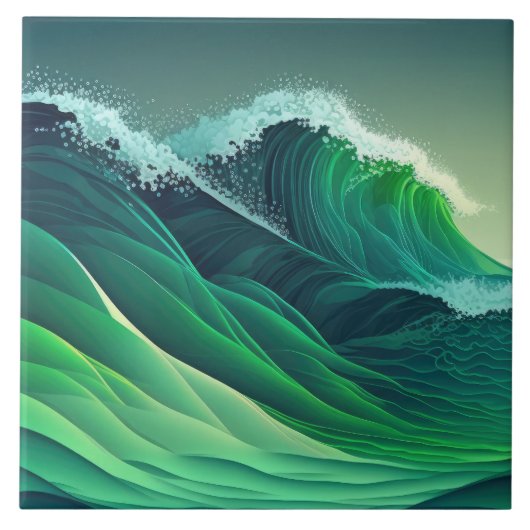 Turquoise Blue Ocean Waves Tegeltje (Voorkant)