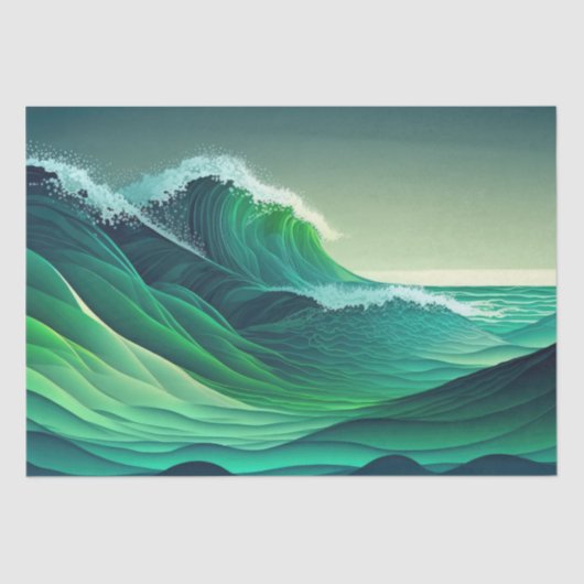 Turquoise Blue Ocean Waves Tissuepapier (Voorkant)
