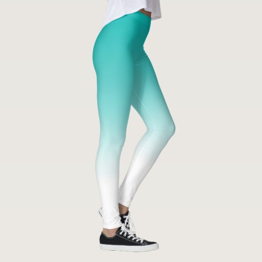 Turquoise Blue Ombre All Over Print Leggings (Rechts)
