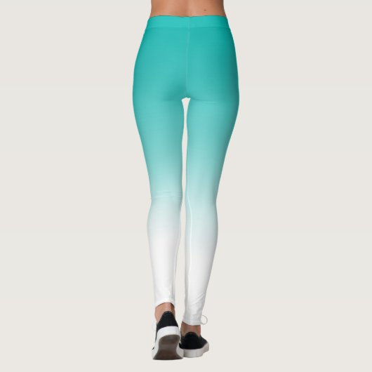 Turquoise Blue Ombre All Over Print Leggings (Achterkant)
