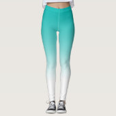Turquoise Blue Ombre All Over Print Leggings (Voorkant)