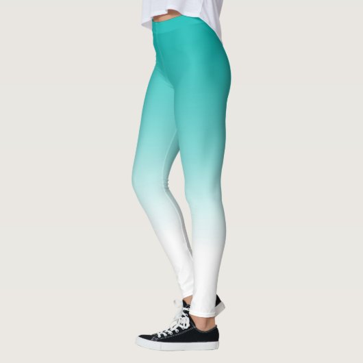 Turquoise Blue Ombre All Over Print Leggings (Links)