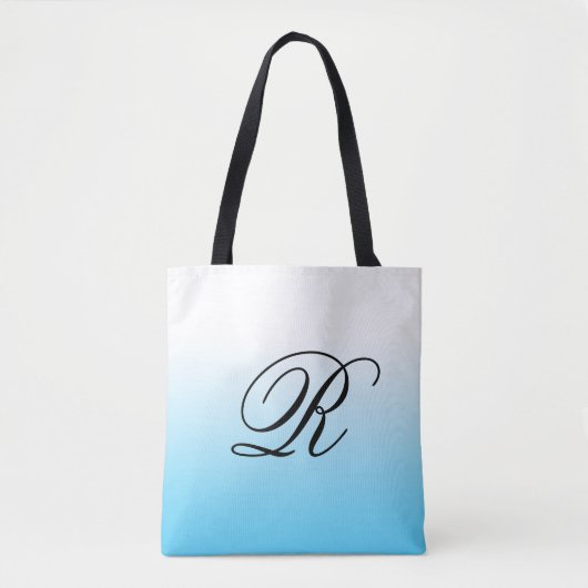 Turquoise Blue Ombre boven elke kleur met monogram Tote Bag (Voorkant)
