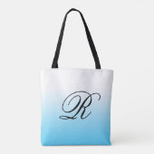 Turquoise Blue Ombre boven elke kleur met monogram Tote Bag (Achterkant)
