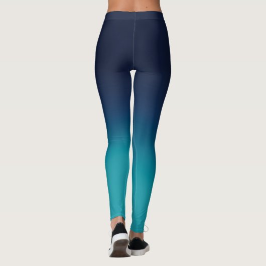 Turquoise Blue Ombre Elegant Gradient Leggings (Achterkant)