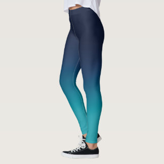 Turquoise Blue Ombre Elegant Gradient Leggings