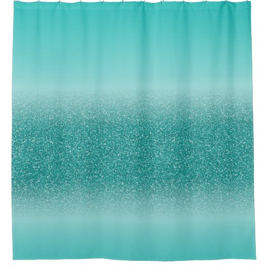 Turquoise Blue Ombre Glitter look Shower Curtain Douchegordijn (Voorkant)