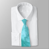 Turquoise Blue Ombre Marble Elegant Modern Chic Stropdas (Gebonden)