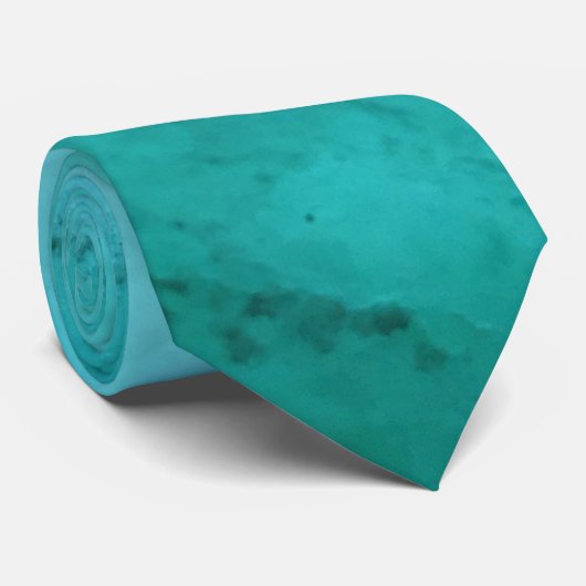 Turquoise Blue Ombre Marble Elegant Modern Chic Stropdas (Opgerold)