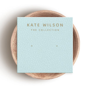 Turquoise Blue Ombre Stud Earring Display Card Vierkante Visitekaartjes