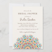 Turquoise Blue Orange Abstract Mandala Wedding Kaart (Voorkant)
